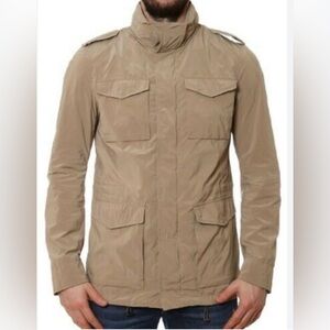 Herno Italian Luxury Utility Jacket Carmel Tan Lightweight Field Coat IT 54 L/LX